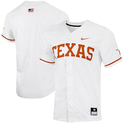 Men s Nike White Texas Longhorns Replica Full Button Baseball Jersey