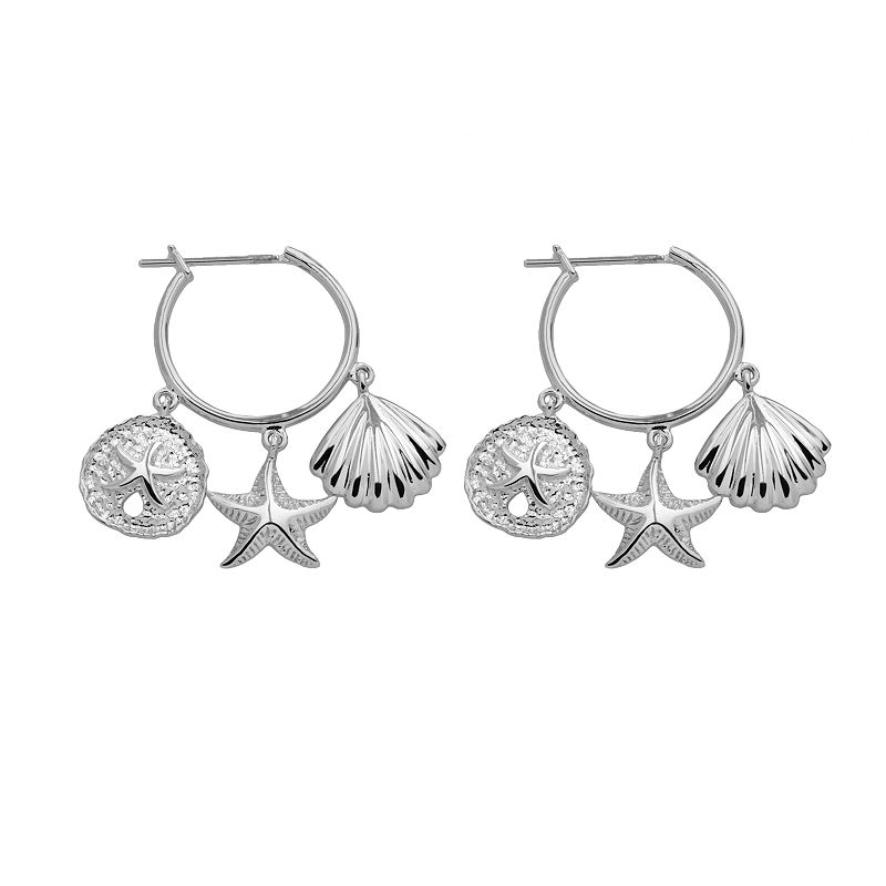 Jewelry for Trees Platinum Over Silver Starfish Drop Earrings - Kids, Girl's, Multicolor