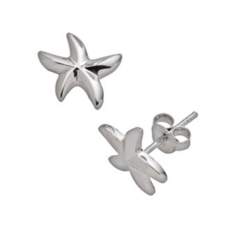 Jewelry for Trees Platinum Over Silver Starfish Stud Earrings - Kids