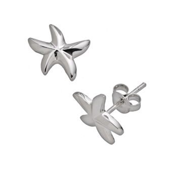 Jewelry for Trees Platinum Over Silver Starfish Stud Earrings - Kids