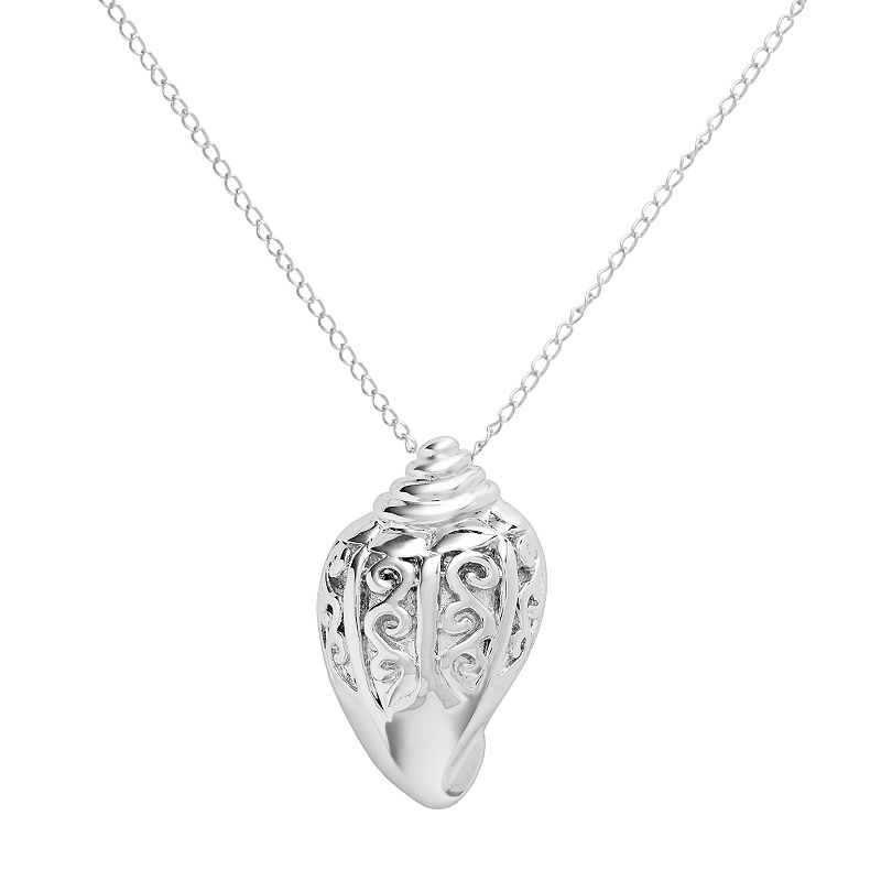 Jewelry for Trees Platinum Over Silver Shell Pendant, Women's, Size: 18", Multicolor