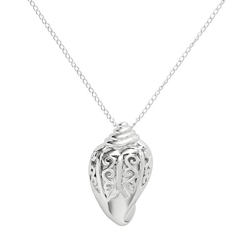 Jewelry for Trees Platinum Over Silver Shell Pendant