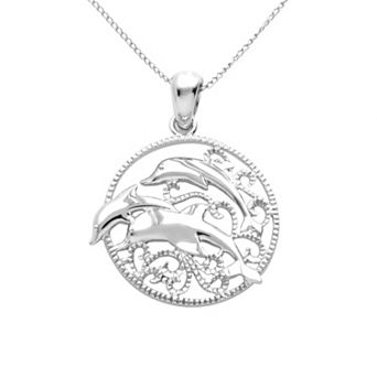 Jewelry for Trees Platinum-Over-Silver Dolphin Pendant