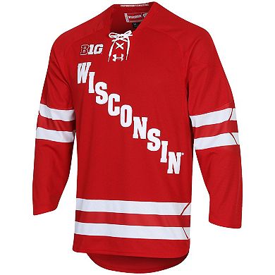Men's Under Armour Red Wisconsin Badgers UA Replica Hockey Jersey