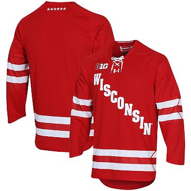 Men's Under Armour Red Wisconsin Badgers UA Replica Hockey Jersey