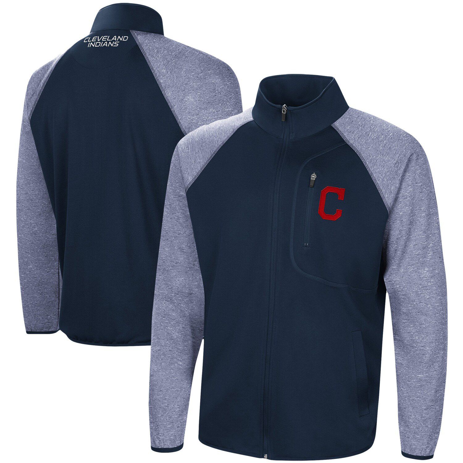 Women's Cleveland Indians G-III 4Her by Carl Banks White/Navy First Hit  Raglan Full-Zip Track Jacket