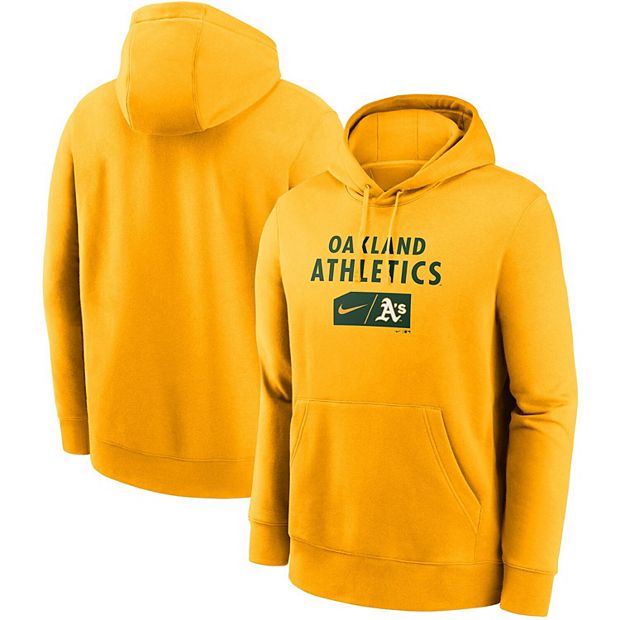 Men's Nike Gold Oakland Athletics Team Lettering Club Pullover Hoodie