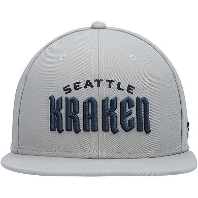 Men's Fanatics Branded Gray Seattle Kraken Wordmark Logo Snapback Hat