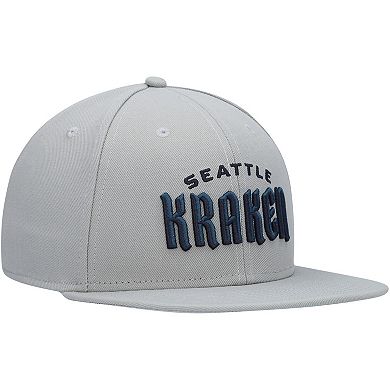 Men's Fanatics Branded Gray Seattle Kraken Wordmark Logo Snapback Hat
