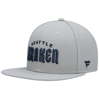 Men's Fanatics Branded Gray Seattle Kraken Wordmark Logo Snapback Hat