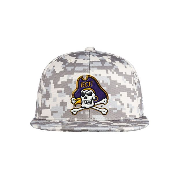 Men's adidas White/Purple ECU Pirates On-Field Baseball Fitted Hat