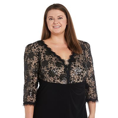 three quarter sleeve plus size formal dresses V-Neck Short Sleeve A-Line Lace Evening Dress main image 1