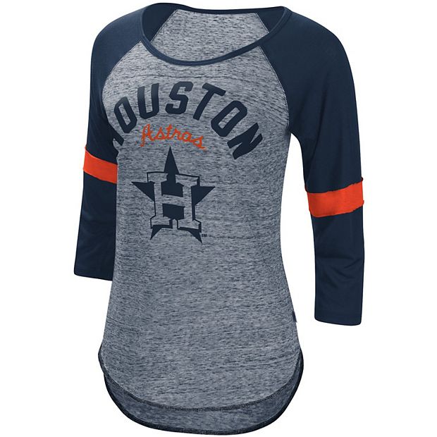 Women's G-III Sports by Carl Banks Navy Houston Astros Upper Deck Raglan 3/4 -Sleeve T-Shirt