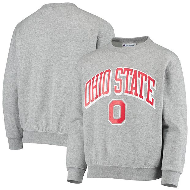 Champion Ohio State Buckeyes Mens Grey Powerblend Long Sleeve Crew  Sweatshirt