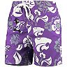 Men's Wes & Willy Purple Kansas State Wildcats Floral Volley Logo Swim Trunks