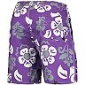 Men's Wes & Willy Purple Kansas State Wildcats Floral Volley Logo Swim Trunks