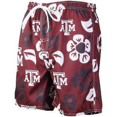 Men's Wes & Willy Maroon Texas A&M Aggies Floral Volley Logo Swim Trunks