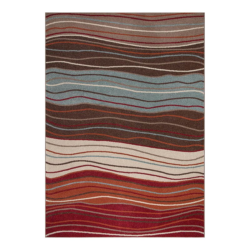 Concord Global Talya Waves Rug, Multicolor, 5Ft Rnd