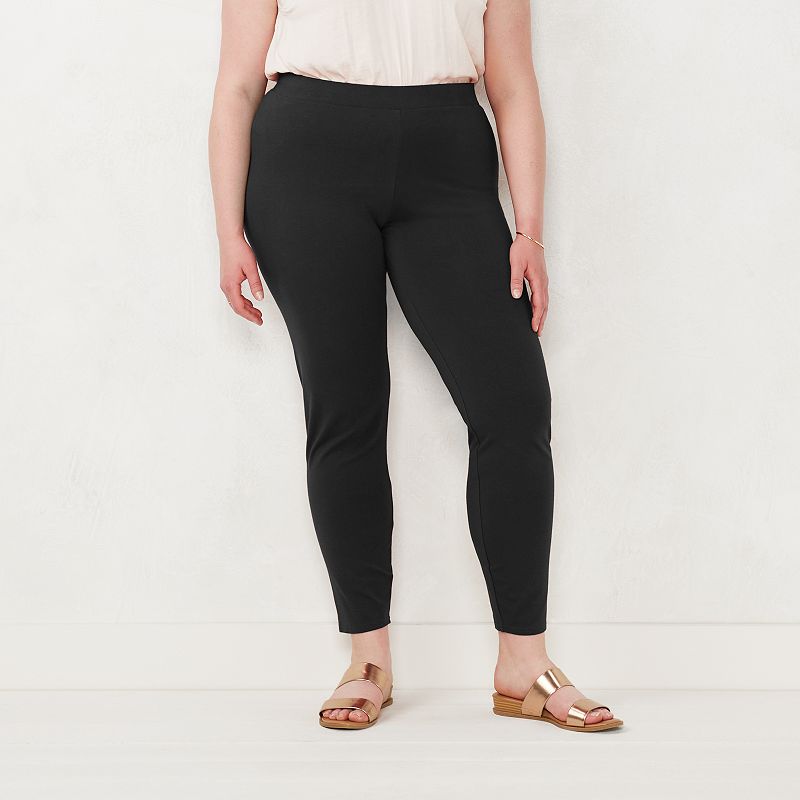 Plus Size LC Lauren Conrad Mid-Rise Leggings, Womens, Size: 0X LONG, Black