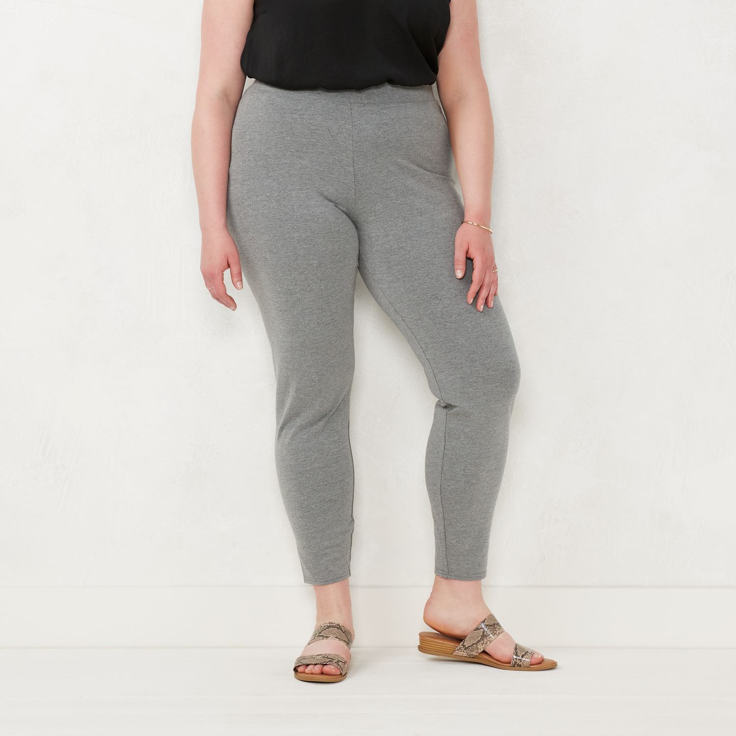 Plus Size LC Lauren Conrad Mid Rise Leggings   4985858 Gray Heather