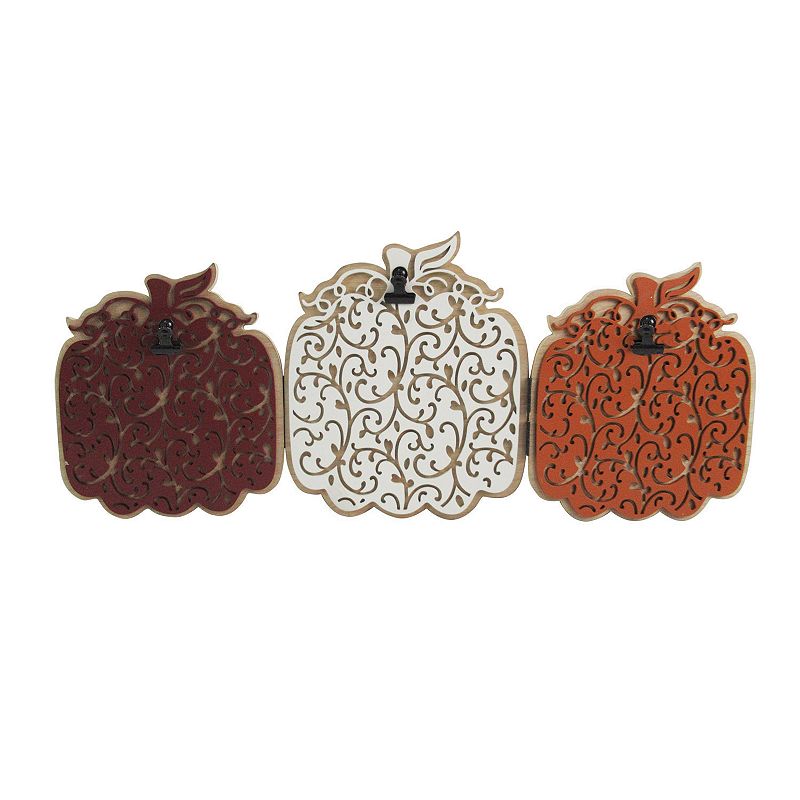 Celebrate Fall Together Pumpkin Scroll 3-Photo Clip Table Decor, Multicolor