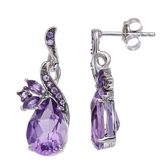 SIRI USA by TJM Sterling Silver Amethyst & Lab-Created Quartz Pear Earrings