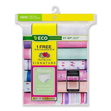 Girls 4-16 Fruit of the Loom 15-Pack Signature Brief Panties