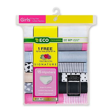 Girls 4-16 Fruit of the Loom® Signature 14-Pack + 1 Bonus Hipster Panties Set