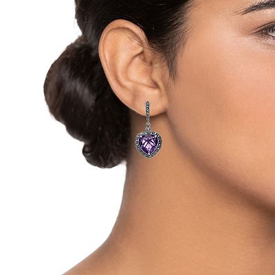 Lavish by TJM Sterling Silver Lab-Created Amethyst Marcasite