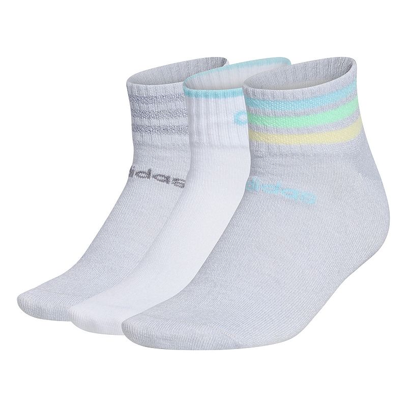 Womens adidas 3-Stripe Low Cut 3-Pack Socks, Size: 9-11, Grey