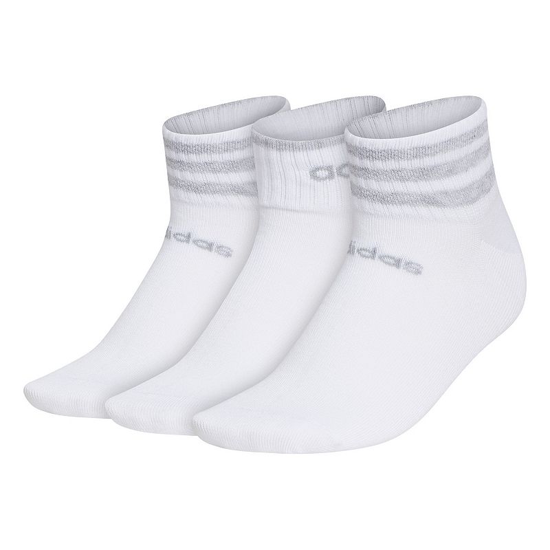 Womens adidas 3-Stripe Low Cut 3-Pack Socks, Size: 9-11, White