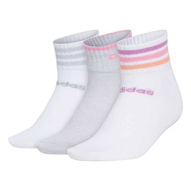 Womens adidas 3-Stripe Low Cut 3-Pack Socks, Size: 9-11, White