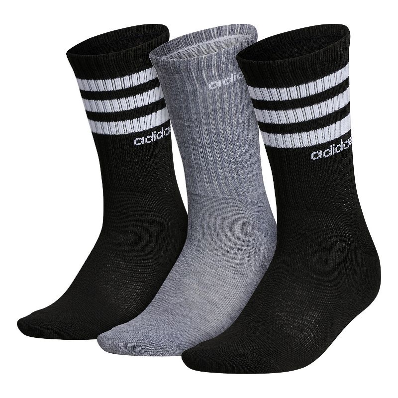 Womens adidas 3-Stripe 3-Pack Crew Socks, Size: 9-11, Black