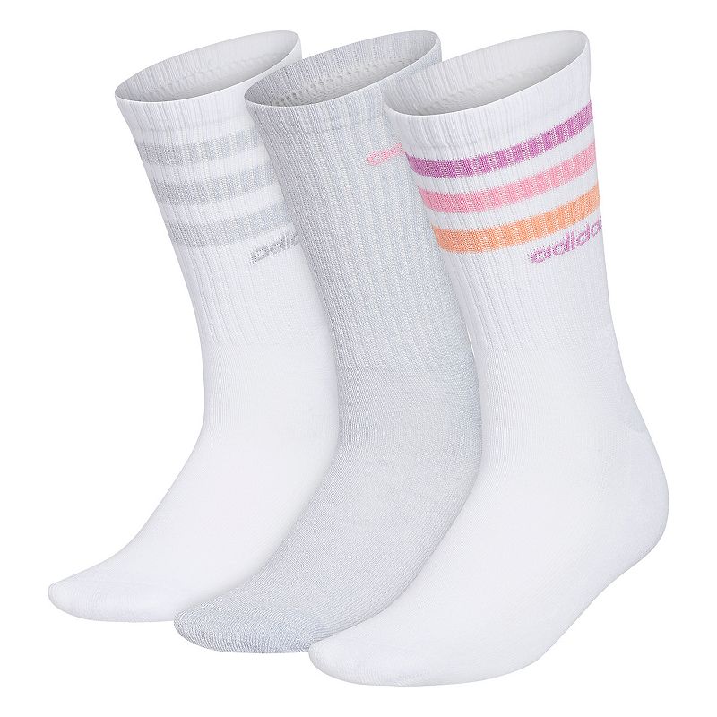 54020610 Womens adidas 3-Stripe 3-Pack Crew Socks, Size: 9- sku 54020610