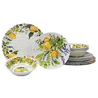 Certified International Lemon Zest 12 pc Melamine Dinnerware Set