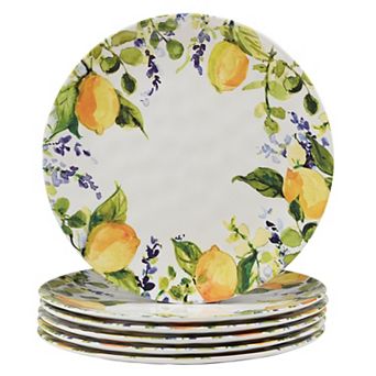 Certified International Lemon Zest 6 pc Melamine Dinner Plate Set