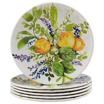 Certified International Lemon Zest 6 pc Melamine Salad Plate Set