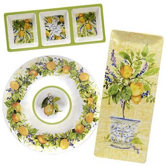 Certified International Lemon Zest 3 pc Melamine Hostess Set