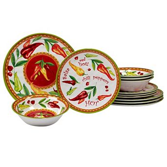 Certified International Red Hot 12 pc Melamine Dinnerware Set
