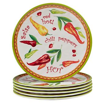 Certified International Red Hot 6 pc Melamine Salad Plate Set