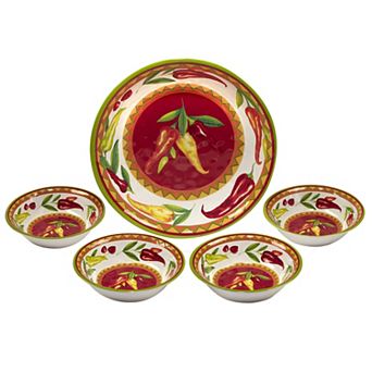 Certified International Red Hot 5 pc Melamine Salad/Serving Set