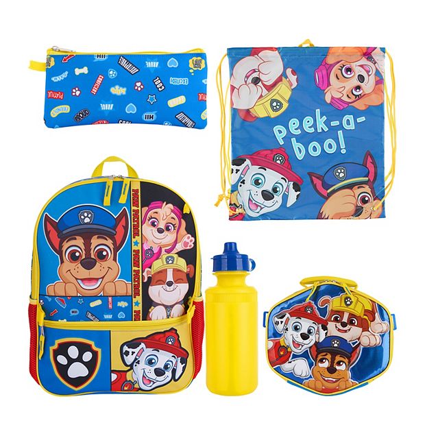 Paw Patrol Backpack Set Kids 5 Piece 16 Backpack Lunchbox Utility Case  Rubber Keychain Carabiner