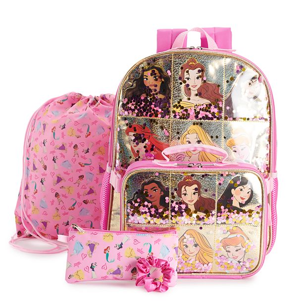 Disney Shop Disney Princess Backpack and Lunch Box Set for Girls Kids ~  Deluxe 16 Princess Backpack with Lunch Bag and Water Bottle