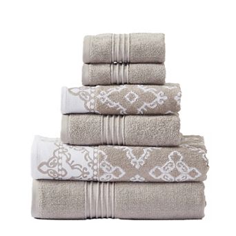 Modern Threads 6 pc Yarn Dyed Jacquard/Solid Bath Towel Set