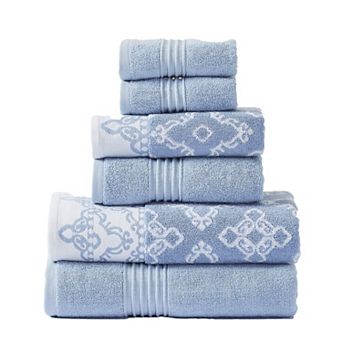 Modern Threads 6 pc Yarn Dyed Jacquard/Solid Bath Towel Set