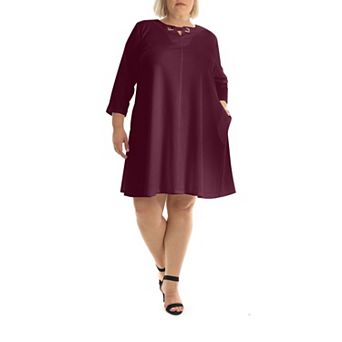 Plus Size Nina Leonard Grommet-Accent Swing Crepe Dress