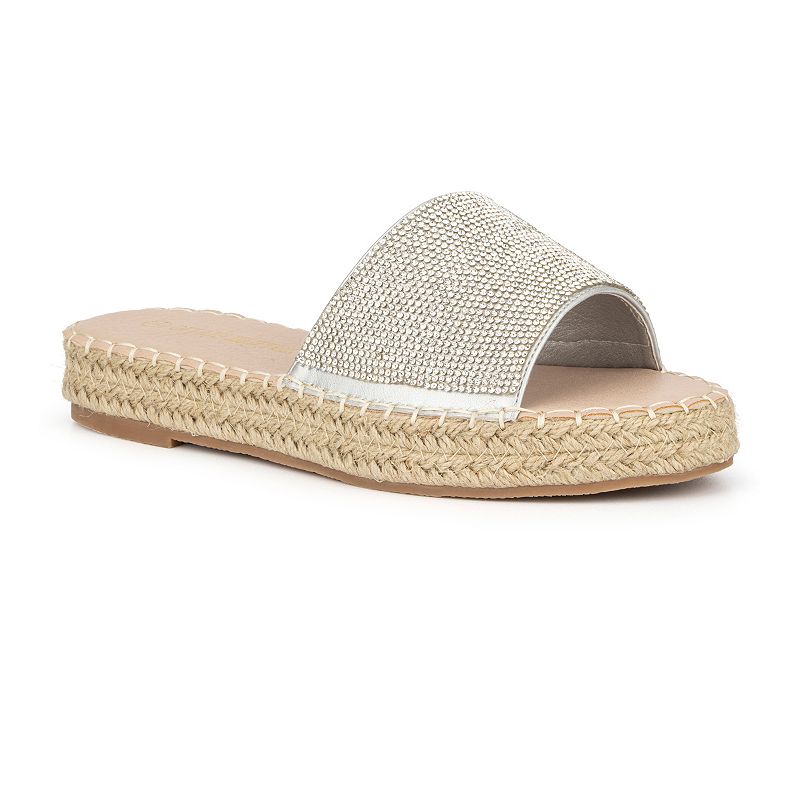 Olivia Miller Ceros Womens Espadrille Slide Sandals, Size: 6, Silver