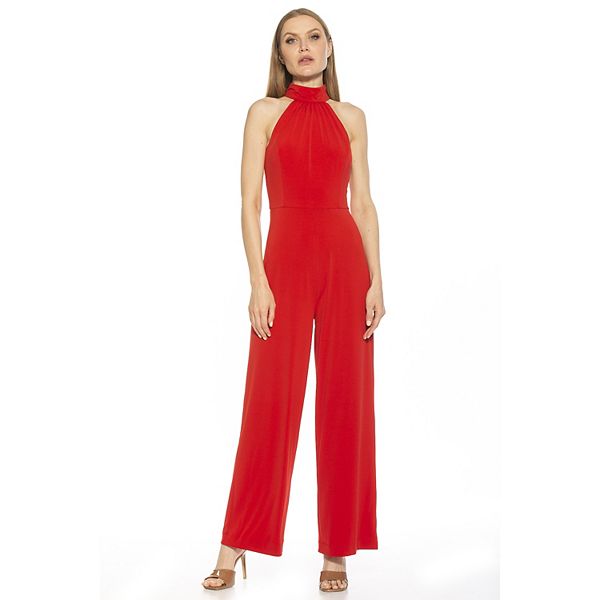 Women's ALEXIA ADMOR Meghan Halter Crepe Jumpsuit