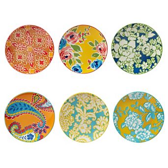Certified International Damask Floral 6 pc Salad Plate Set