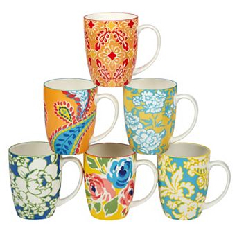Certified International Damask Floral 6 pc Mug Set